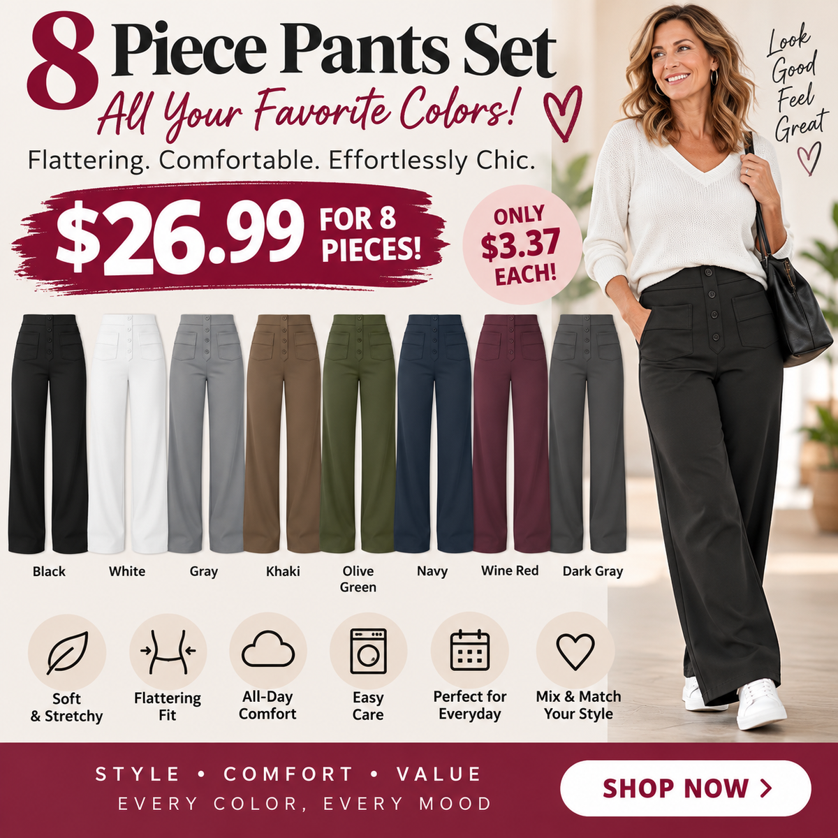 Women's Casual High Waist Stretch Pants