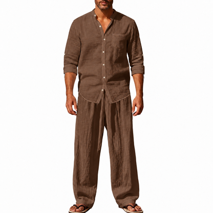 Men's Casual Breathable Shirt and Pants Set
