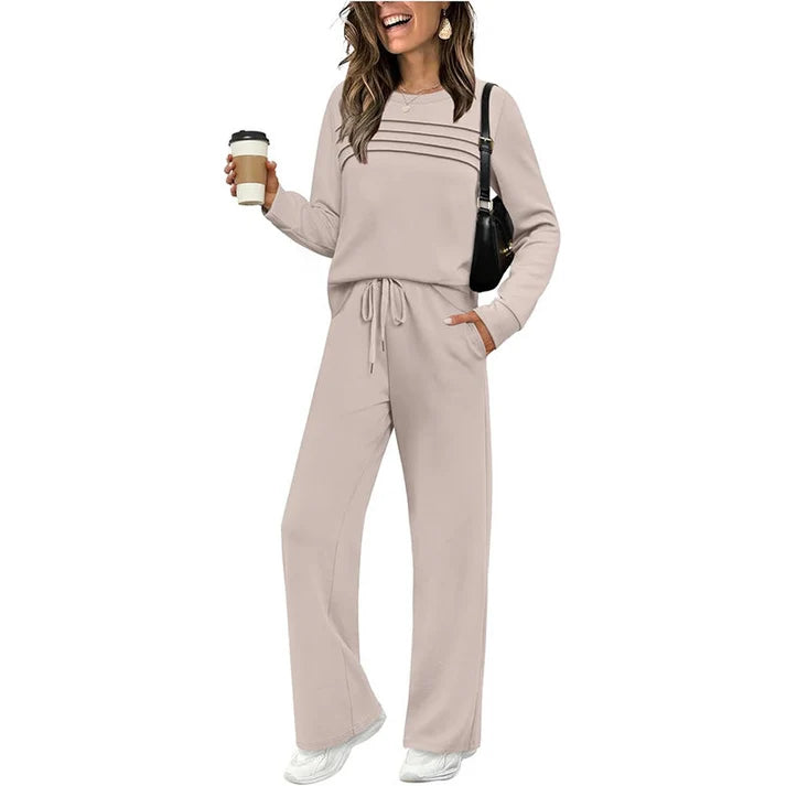 Women's Crew Neck Top & Drawstring Pants Set