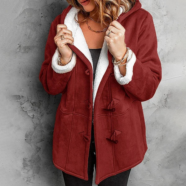 Women's Hooded Suede Coat with Plush Lining– Plush Warmth Meets Effortless Winter Style
