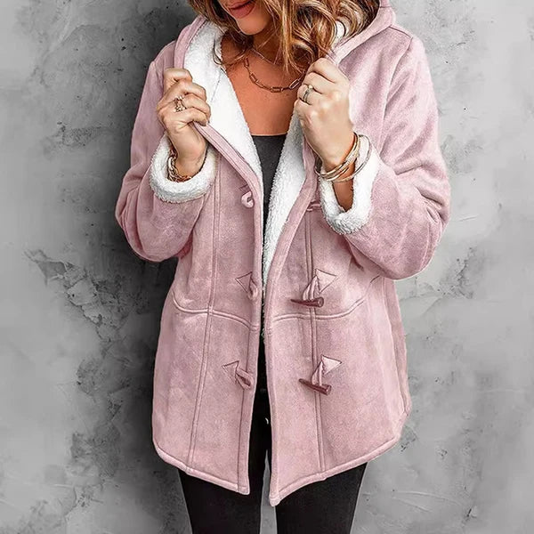 Women's Hooded Suede Coat with Plush Lining– Plush Warmth Meets Effortless Winter Style