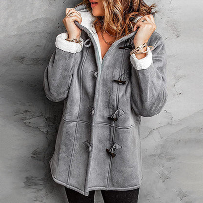Women's Hooded Suede Coat with Plush Lining– Plush Warmth Meets Effortless Winter Style