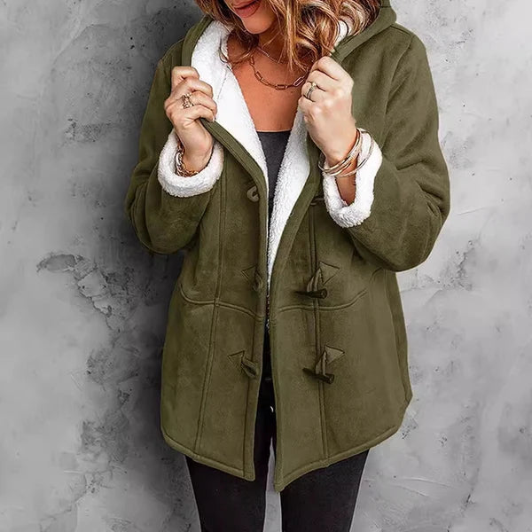 Women's Hooded Suede Coat with Plush Lining– Plush Warmth Meets Effortless Winter Style