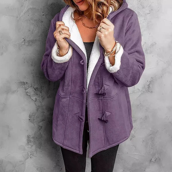 Women's Hooded Suede Coat with Plush Lining– Plush Warmth Meets Effortless Winter Style