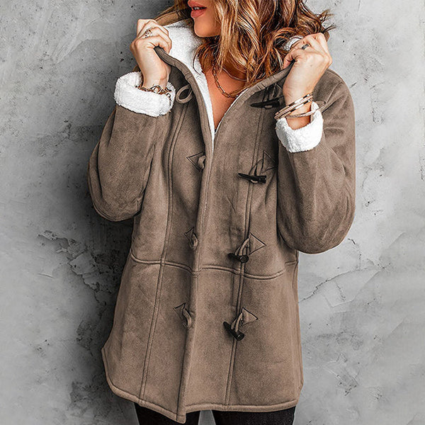Women's Hooded Suede Coat with Plush Lining– Plush Warmth Meets Effortless Winter Style