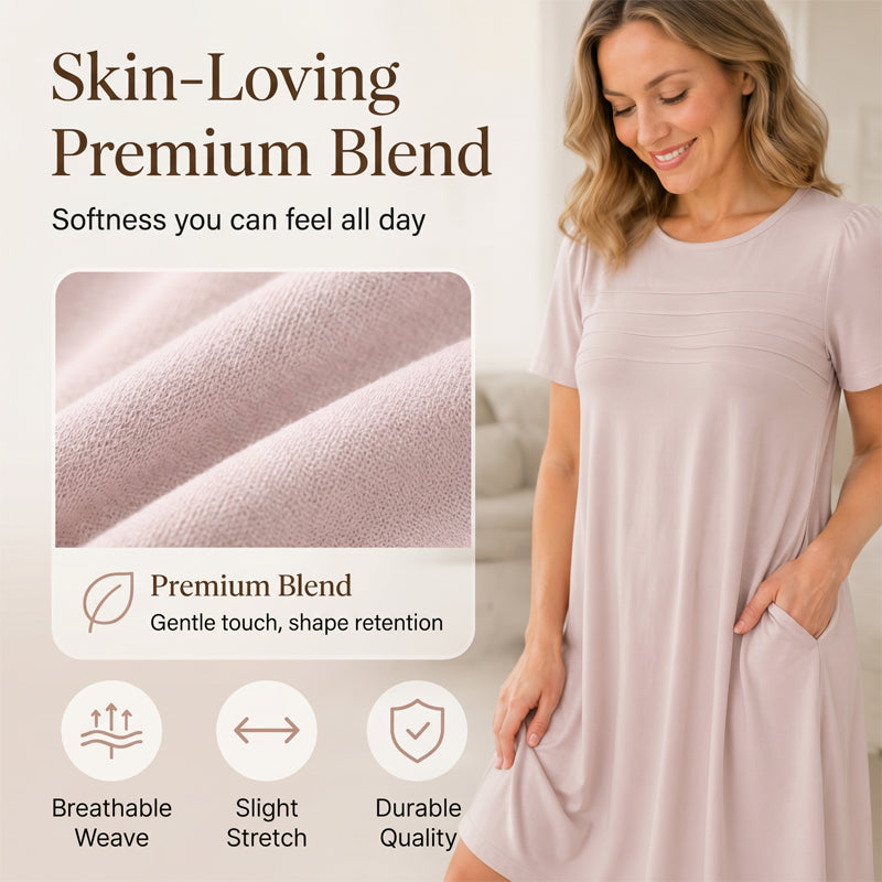 Women's Casual A-Line Midi Dress – Flowy Summer Comfort with Pockets