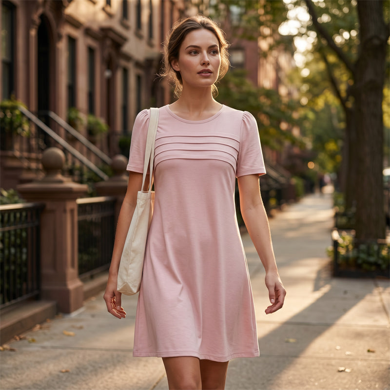 Women's Casual A-Line Midi Dress – Flowy Summer Comfort with Pockets