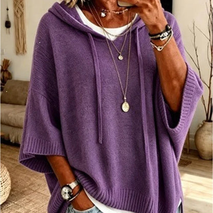 Oversized Knit Hoodie with Drawstring