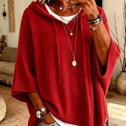 Oversized Knit Hoodie with Drawstring