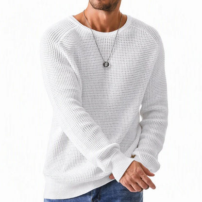 Men's Classic Crewneck Sweater – Soft Knit Long Sleeve Pullover with Ribbed Trim