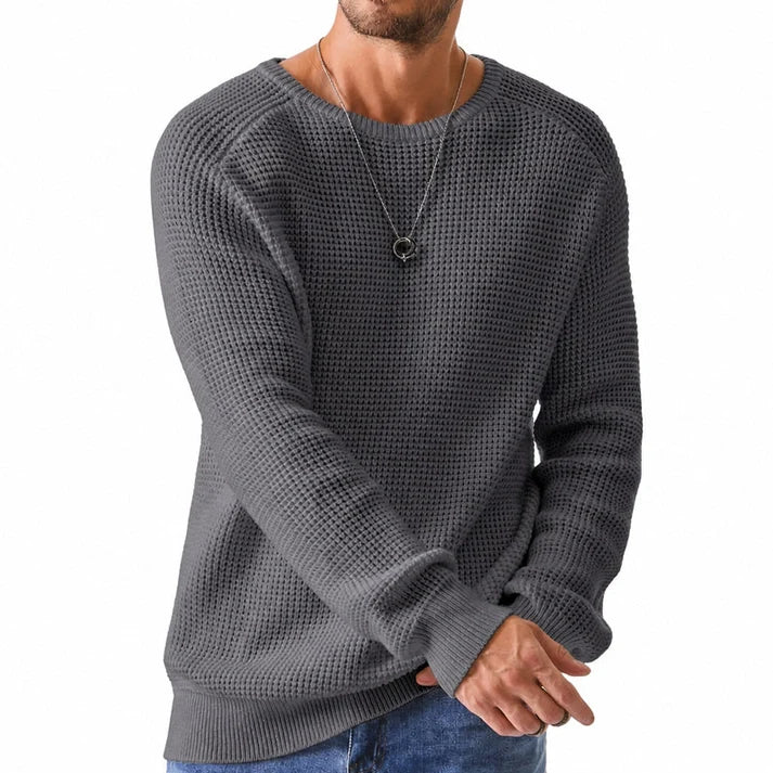 Men's Classic Crewneck Sweater – Soft Knit Long Sleeve Pullover with Ribbed Trim