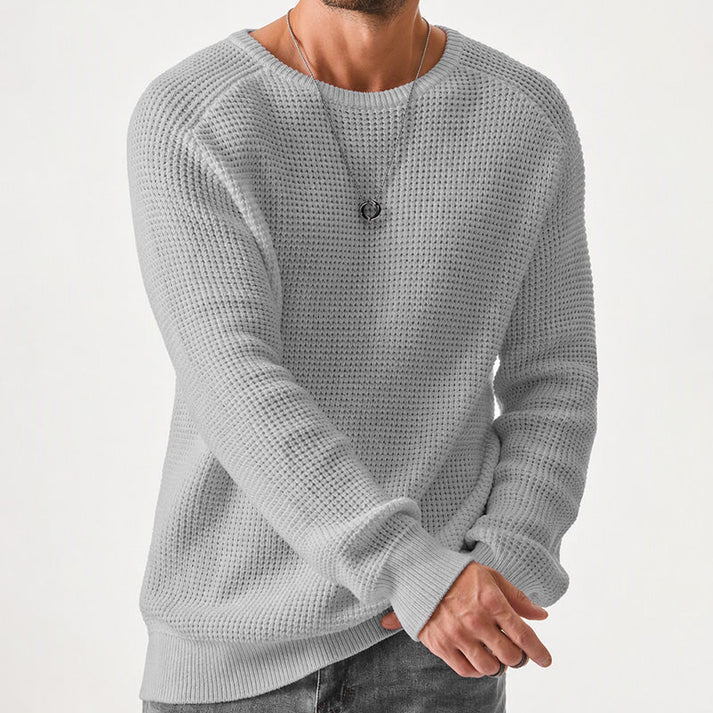 Men's Classic Crewneck Sweater – Soft Knit Long Sleeve Pullover with Ribbed Trim