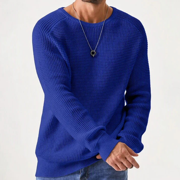 Men's Classic Crewneck Sweater – Soft Knit Long Sleeve Pullover with Ribbed Trim