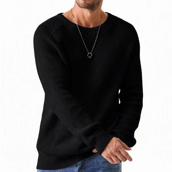 Men's Classic Crewneck Sweater – Soft Knit Long Sleeve Pullover with Ribbed Trim