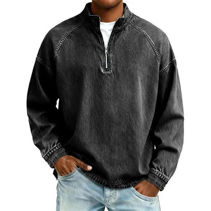 Men's Quarter-Zip Denim Pullover