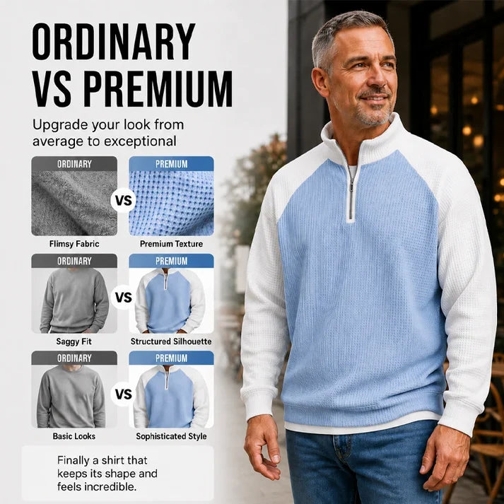 Men's Waffle Knit Quarter Zip T-Shirt
