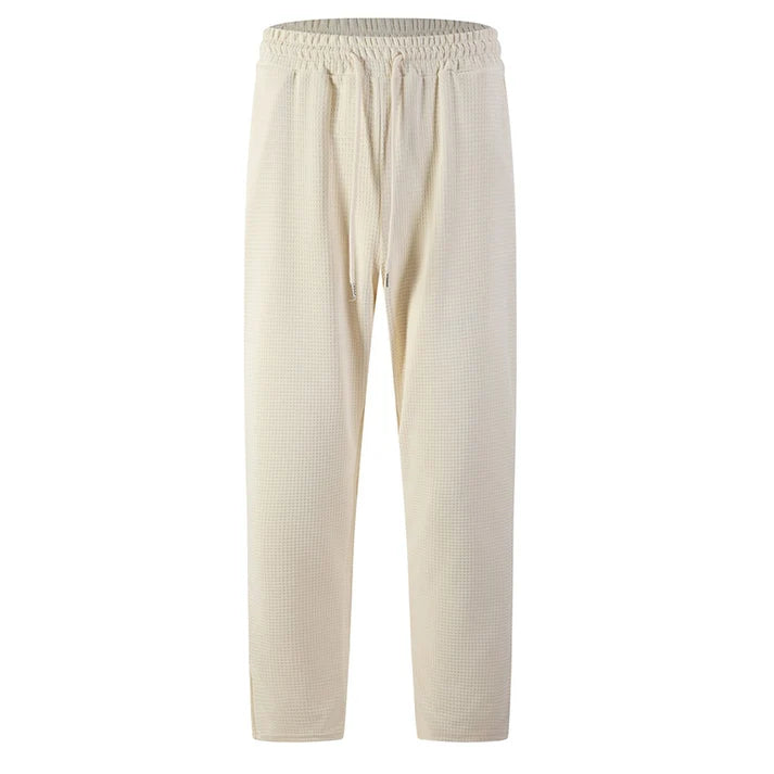 👖 Pull On & Go | Men's Waffle-Knit Drawstring Straight-Leg Pants