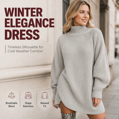 🍂Autumn Hot Sale🔥Women's Cozy Turtleneck Knit Sweater Dress