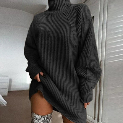 🍂Autumn Hot Sale🔥Women's Cozy Turtleneck Knit Sweater Dress
