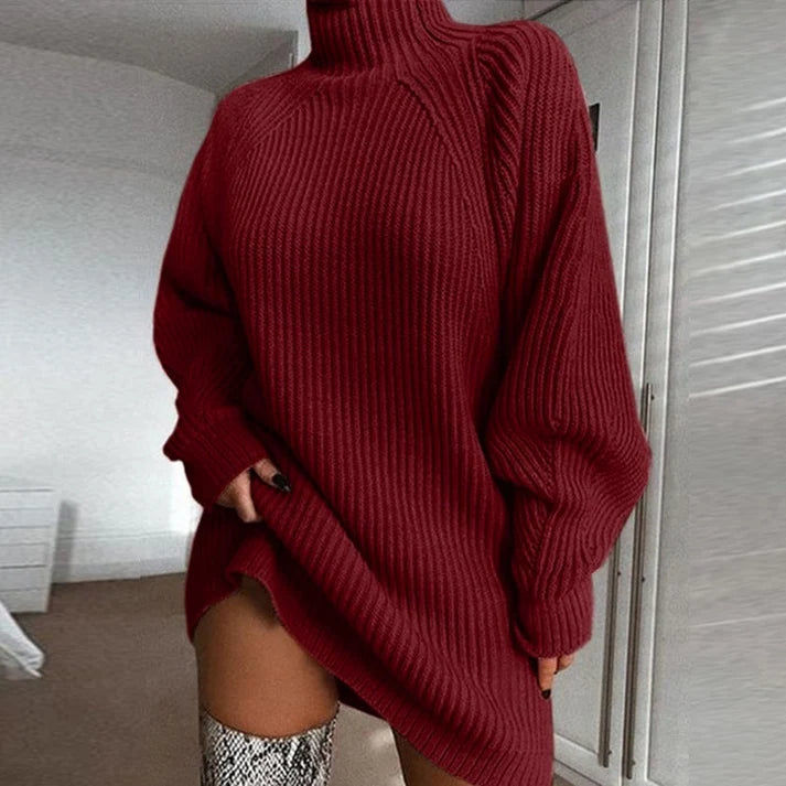 🍂Autumn Hot Sale🔥Women's Cozy Turtleneck Knit Sweater Dress