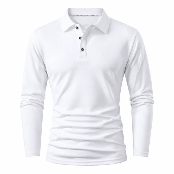 🍂 Men’s Long Sleeve Knit Polo Shirt – Breathable Soft-Knit Business Casual Top for Fall | Office, Weekend & Everyday Wear