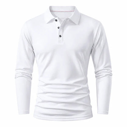 🍂 Men’s Long Sleeve Knit Polo Shirt – Breathable Soft-Knit Business Casual Top for Fall | Office, Weekend & Everyday Wear
