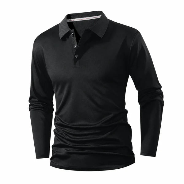 🍂 Men’s Long Sleeve Knit Polo Shirt – Breathable Soft-Knit Business Casual Top for Fall | Office, Weekend & Everyday Wear