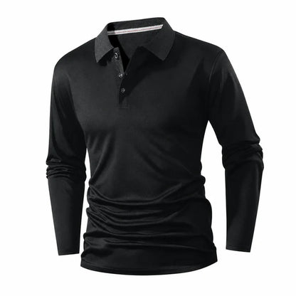 🍂 Men’s Long Sleeve Knit Polo Shirt – Breathable Soft-Knit Business Casual Top for Fall | Office, Weekend & Everyday Wear