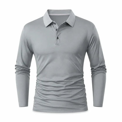 🍂 Men’s Long Sleeve Knit Polo Shirt – Breathable Soft-Knit Business Casual Top for Fall | Office, Weekend & Everyday Wear