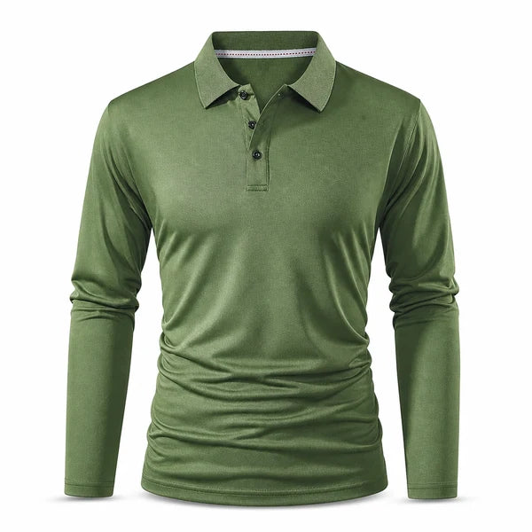🍂 Men’s Long Sleeve Knit Polo Shirt – Breathable Soft-Knit Business Casual Top for Fall | Office, Weekend & Everyday Wear