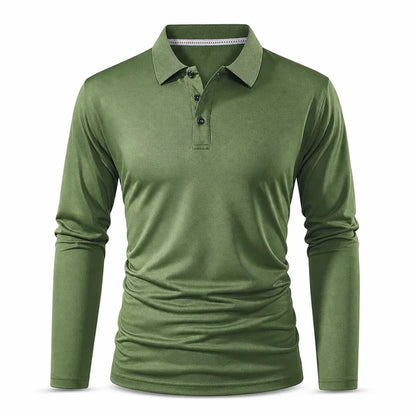🍂 Men’s Long Sleeve Knit Polo Shirt – Breathable Soft-Knit Business Casual Top for Fall | Office, Weekend & Everyday Wear