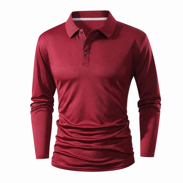 🍂 Men’s Long Sleeve Knit Polo Shirt – Breathable Soft-Knit Business Casual Top for Fall | Office, Weekend & Everyday Wear