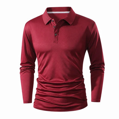 🍂 Men’s Long Sleeve Knit Polo Shirt – Breathable Soft-Knit Business Casual Top for Fall | Office, Weekend & Everyday Wear