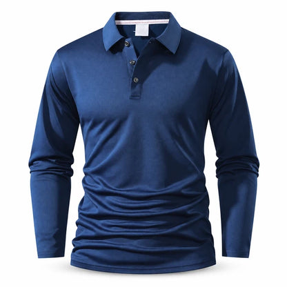 🍂 Men’s Long Sleeve Knit Polo Shirt – Breathable Soft-Knit Business Casual Top for Fall | Office, Weekend & Everyday Wear